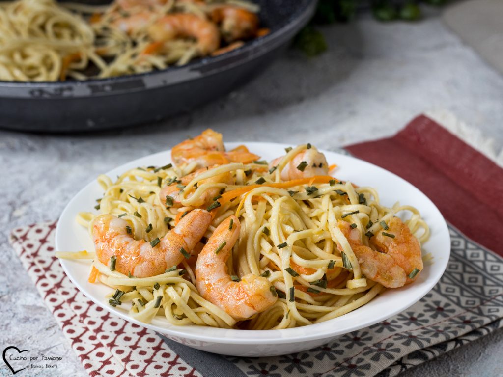 Tagliatelle Gamberie a Sparagi verdi 